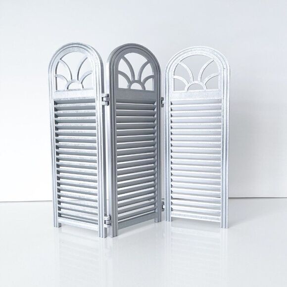 3-Panel Silver Screen for Dolls 1:6 Scale Furniture 12” Barbie Integrity Blythe - Picture 6 of 9